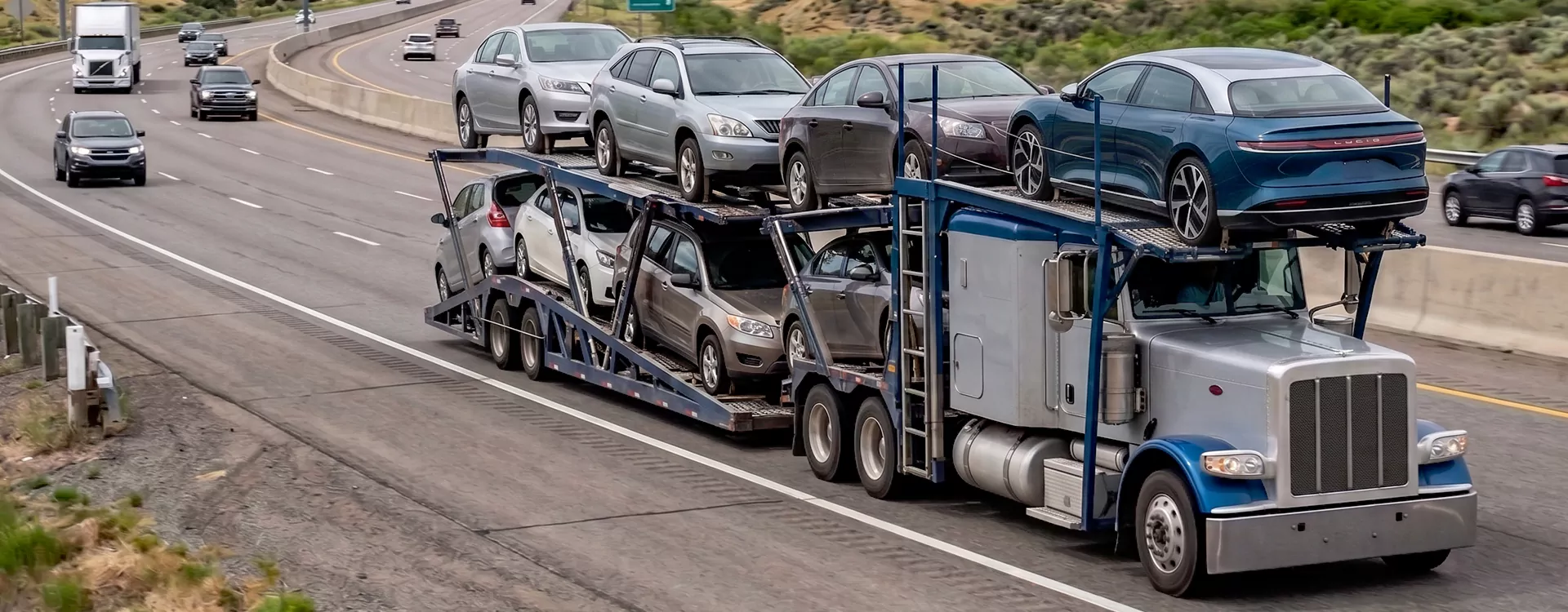 Vehicle carrier transporting cars from New York City to Seattle